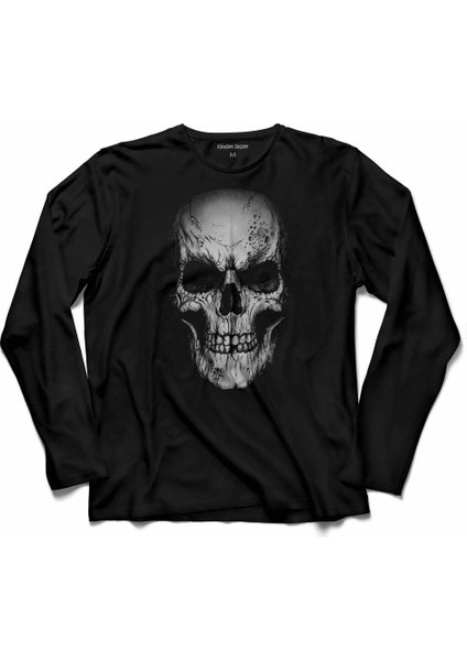 Kuru Kafa Skull Iskelet Skeleton Uzun Kollu Tişört Baskılı Çocuk T-Shirt