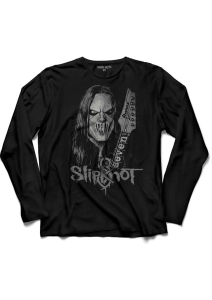 Slipknot Mıck Thomson Slip Knot Silüet Logo 2 Uzun Kollu Tişört Baskılı Çocuk T-Shirt