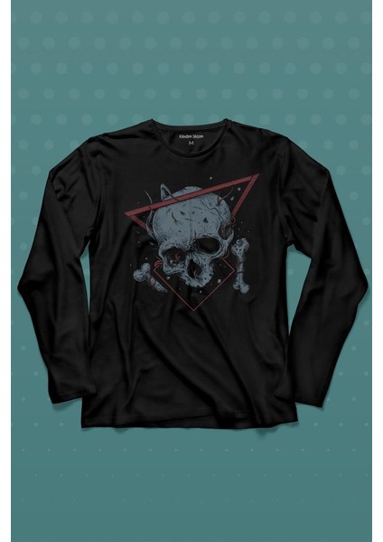 Skull Kuru Kafa Urban Street Culture Minimal Uzun Kollu Tişört Baskılı Çocuk T-Shirt