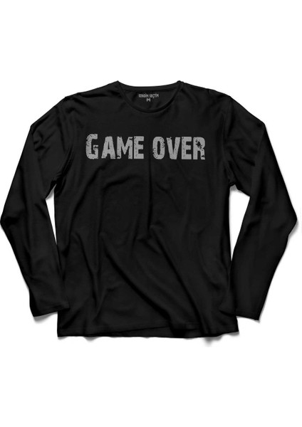 Game Over Oyun Bitti Uzun Kollu Tişört Baskılı Çocuk T-Shirt