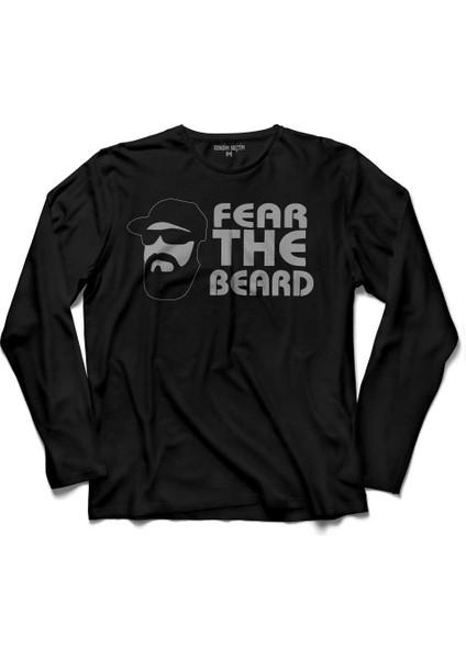James Harden Fear The Beard Houstan Basketball1 Uzun Kollu Tişört Baskılı Çocuk T-Shirt