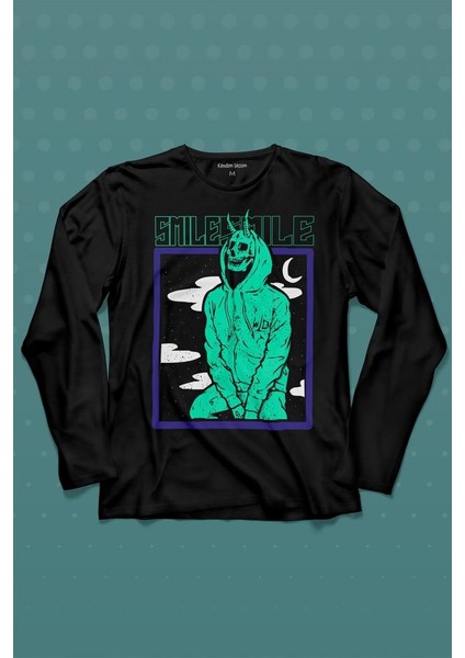 Smile Skull Urban Wear Street Culture Kuru Kafa Y2K Uzun Kollu Tişört Baskılı Çocuk T-Shirt