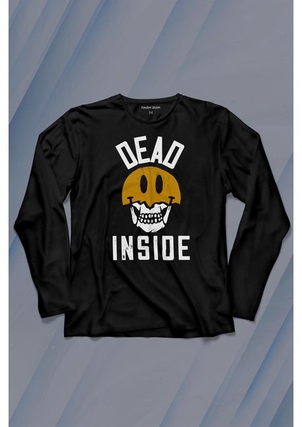 Dead Inside Smiley Skull Smile Gülen Surat Kurukafa Uzun Kollu Tişört Baskılı Çocuk T-Shirt