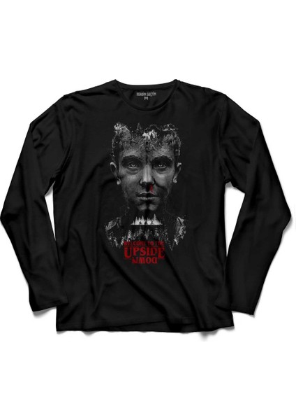 Stranger Things Eleven Face Upsıde Down 2 Uzun Kollu Tişört Baskılı Çocuk T-Shirt