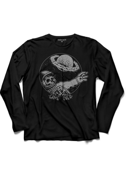 Astronot Nasa Meteor Game Over Gök Taşı Skull Uzun Kollu Tişört Baskılı Çocuk T-Shirt