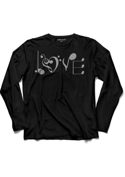 Music Love Müzik Nota Seviyorum Sol Anahtarı 2 Uzun Kollu Tişört Baskılı Çocuk T-Shirt