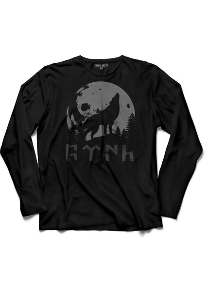 Tsk Göktürkçe Eski Türk Bozkurt Wolf Kurt Kafa. Uzun Kollu Tişört Baskılı Çocuk T-Shirt