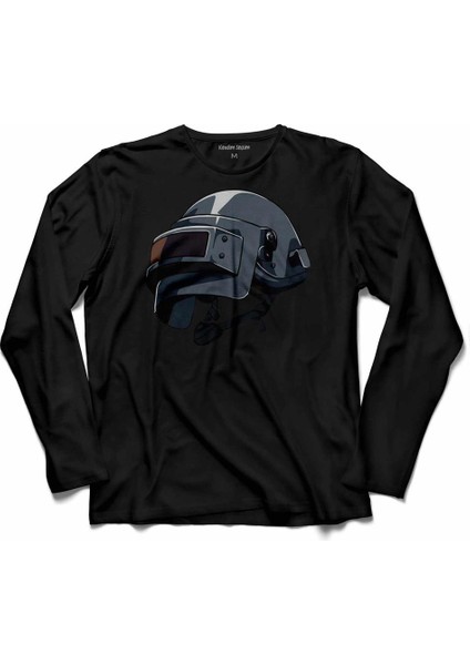 Pubg Pub G Kask Helmet Miğferi Uzun Kollu Tişört Baskılı Çocuk T-Shirt