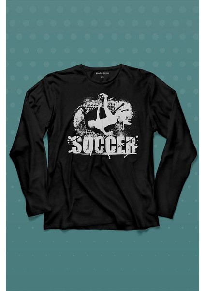 Soccer Röveşata Gol Atan Futbolcu Taktik Uzun Kollu Tişört Baskılı Çocuk T-Shirt
