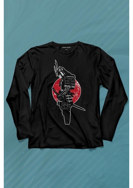 Helmet Kask Spartan Samuray Savaşçı Kılıç Uzun Kollu Tişört Baskılı Çocuk T-Shirt