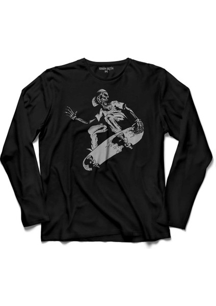 Kaykay Skateboarding Kuru Kafa Kay Kay Sporu Uzun Kollu Tişört Baskılı Çocuk T-Shirt