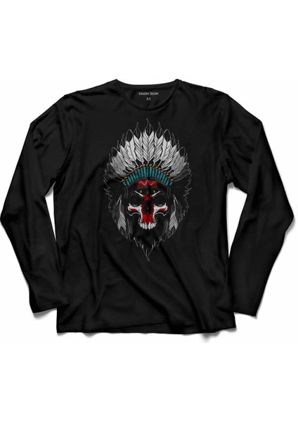 Calavera Indıa Hindistan Kuru Kafa Skull Uzun Kollu Tişört Baskılı Çocuk T-Shirt
