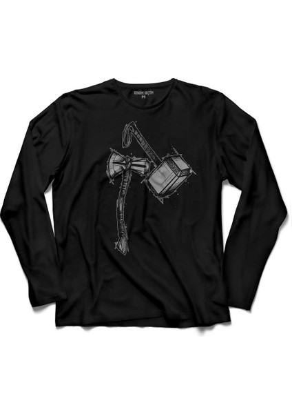 Kaptan Amaerika Captaın Amerıca Thor Tokmak Uzun Kollu Tişört Baskılı Çocuk T-Shirt