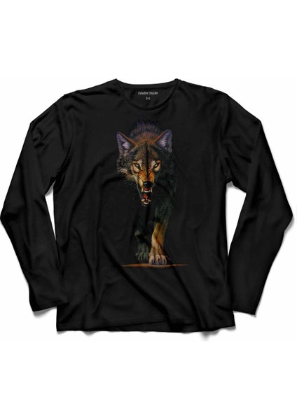 Bozkurt Head Wolf Boz Kurt Kafası Göktürk Uzun Kollu Tişört Baskılı Çocuk T-Shirt