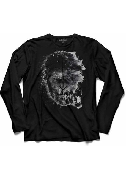Maymunlar Cehennemi Caesar Evrim Evolutıon Maymun War Planet Apes Şempanze Uzun Kollu Tişört Baskılı Çocuk T-Shirt
