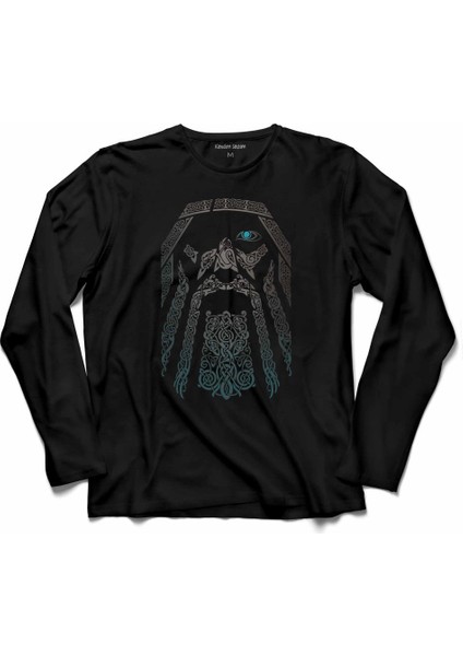 Odın Vıkings Logo Vikingler Uzun Kollu Tişört Baskılı Çocuk T-Shirt