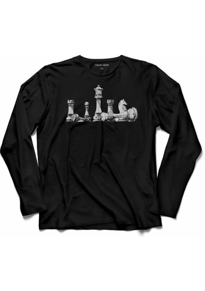 Satranç Chess Kale Vezir At Santranç Uzun Kollu Tişört Baskılı Çocuk T-Shirt