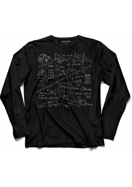 Matematik Fizik Formülü Denklem Sınav Uzun Kollu Tişört Baskılı Çocuk T-Shirt