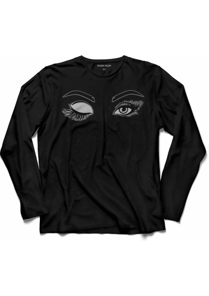 Eyelash Extensıon Göz Kaş Kirpik Eye Logo Uzun Kollu Tişört Baskılı Çocuk T-Shirt