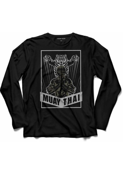 Muay Thaı Tıger Muaythaı Kick Boks Boxing Uzak Doğu Uzun Kollu Tişört Baskılı Çocuk T-Shirt