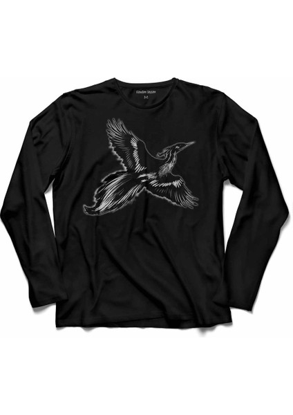 Anka Kuşu Silüet Zümrüdü Anka Zümrüd-Ü Uzun Kollu Tişört Baskılı Çocuk T-Shirt