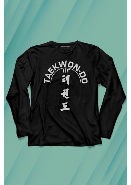 Taekwondo Tekvando Taekwon-Do Dövüşçü Uzun Kollu Tişört Baskılı Çocuk T-Shirt