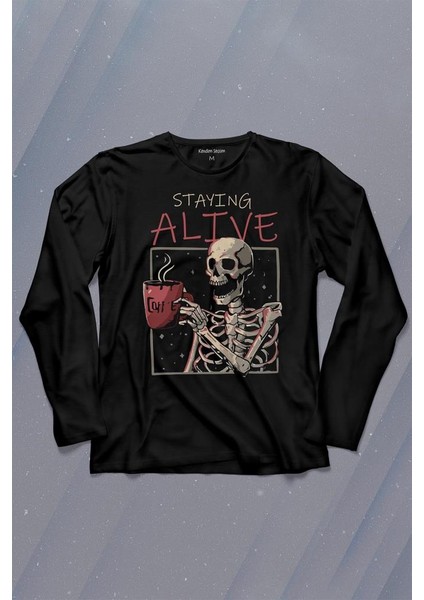 Kuru Kafa Kahve Coffee Uzun Kollu Tişört Baskılı Çocuk T-Shirt