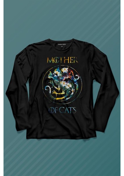 Mother Of Cats Mom Kedi Annesi Hayvansever Veteriner Mommy Uzun Kollu Tişört Baskılı Çocuk T-Shirt