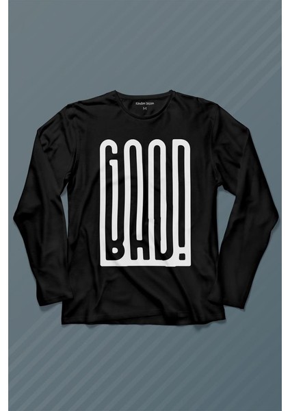Good Bad Yazı Tipografi Uzun Kollu Tişört Baskılı Çocuk T-Shirt