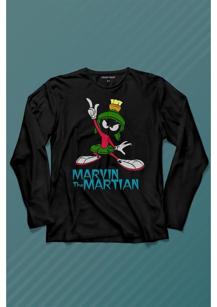 Kendim Seçtim Marvin The Martian Marslı Marvin Çizgi Film Uzun Kollu Tişört Baskılı Çocuk T-Shirt