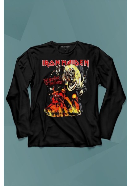 Iron Maiden 2 The Number Of The Beast Musicuzun Kollu Tişört Baskılı T-Shirt