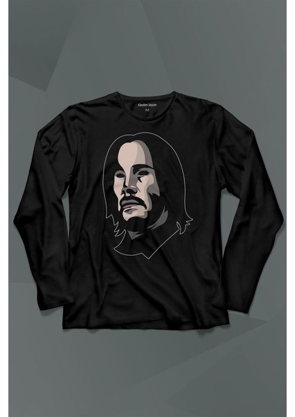John Wick Keanu Reeves Charles Silhouette Uzun Kollu Tişört Baskılı Çocuk T-Shirt