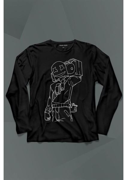Dj Marshmello Marsh Mello Fortnite Uzun Kollu Tişört Baskılı Çocuk T-Shirt