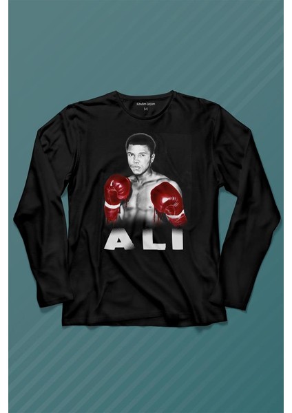 Muhammed Ali Boks Champion Boxing Uzun Kollu Tişört Baskılı Çocuk T-Shirt