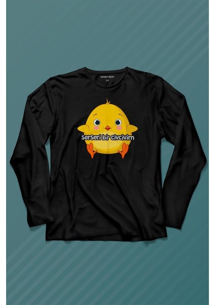 Ben Serseri Bir Civcivim Tavuk Sarı Civciv Uzun Kollu Tişört Baskılı Çocuk T-Shirt