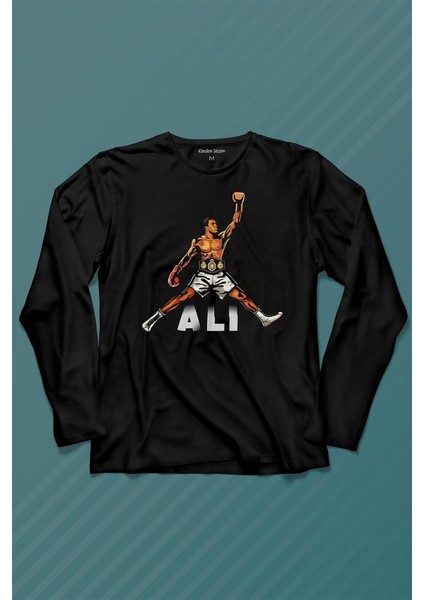 Muhammed Ali Boks Champion Boxing Uzun Kollu Tişört Baskılı Çocuk T-Shirt