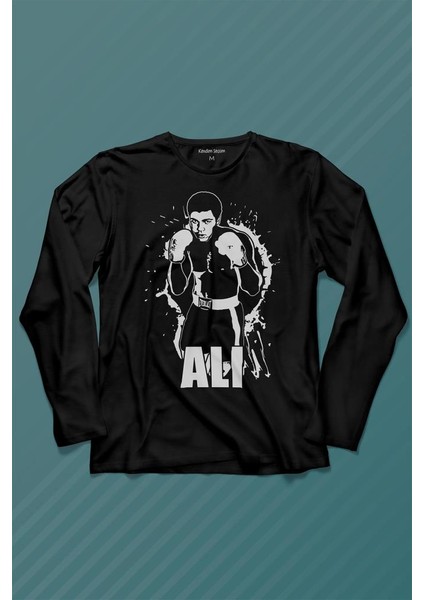 Muhammed Ali Boks Champion Boxing Uzun Kollu Tişört Baskılı Çocuk T-Shirt