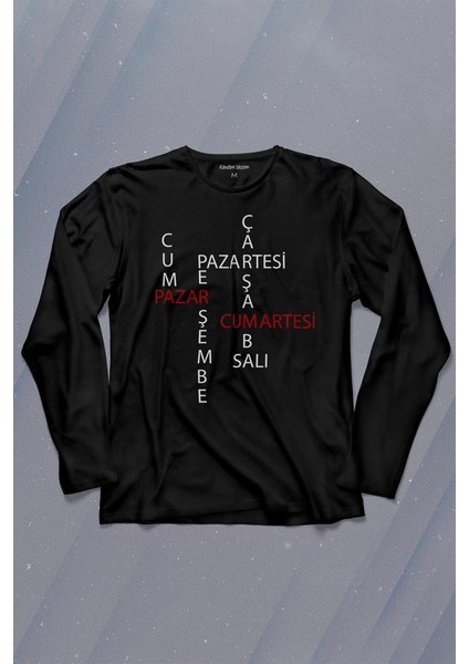 Günler Minimal Yazılı Uzun Kollu Tişört Baskılı Çocuk T-Shirt