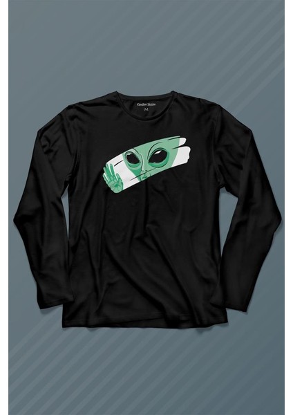 Ufo Uzaylı Yeşil E.t. Nasa Gezegen Uzun Kollu Tişört Baskılı Çocuk T-Shirt