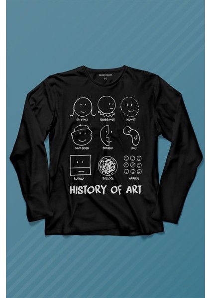 History Of Art Monet Dali Da Vinci Uzun Kollu Tişört Baskılı Çocuk T-Shirt