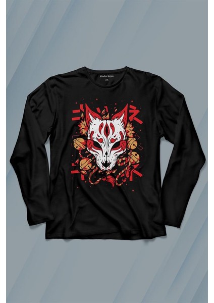 Kitsune Mask Japanese Japon Kültür Uzun Kollu Tişört Baskılı Çocuk T-Shirt