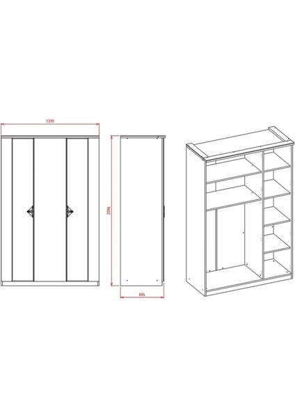 Leny 3 Kapılı Gardırop indirimleri