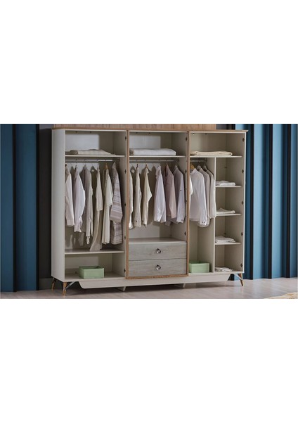 Valencia 6 Kapılı Gardırop Krem fiyatları