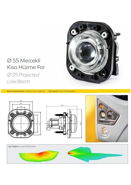 Far Mercekli Kısa Hüzme Far Jest 12V MANUEL-FRB.14232E