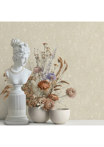 Dante Seri Klasik Düz Desenli Duvar Kağıdı - (1408-2 Krem)