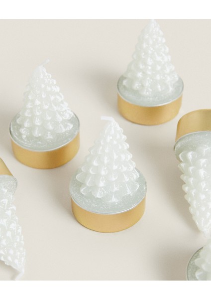 Köknar Ağacı Şeklinde Gri Mum 6’lı Set modelleri