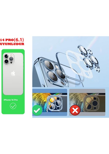 iPhone 14 Pro (6.1) Kılıf 3D Kamera ve Lens Mercek Korumalı Ultra Lüks Razer Plating Case