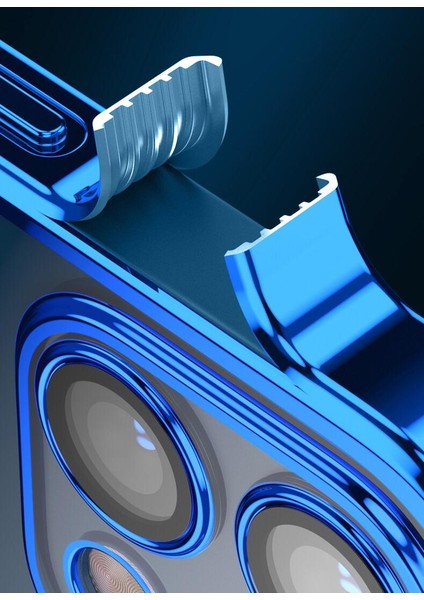 iPhone 14 Pro (6.1) Kılıf 3D Kamera ve Lens Mercek Korumalı Ultra Lüks Razer Plating Case