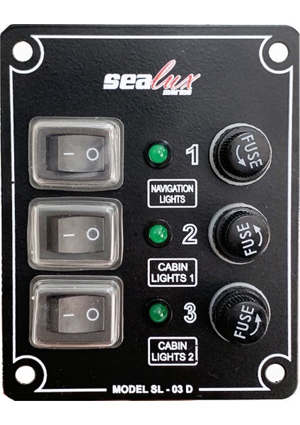 Marine 3 Anahtarlı Switch Panel 12-24v Sigorta Paneli