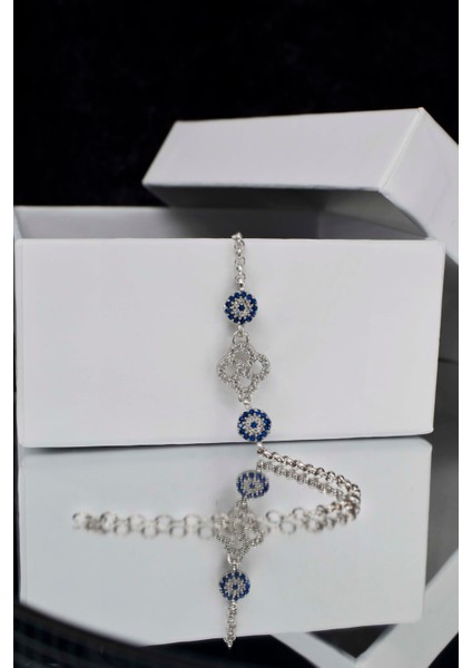 Çiçek ve Göz Kadın 925 Ayar Gümüş Kadın Bileklik